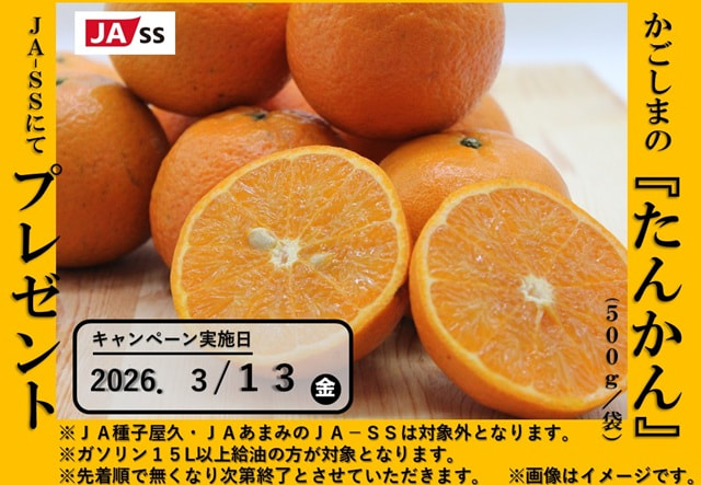 【３月１３日（金）】『たんかん』プレゼントキャンペーン実施
